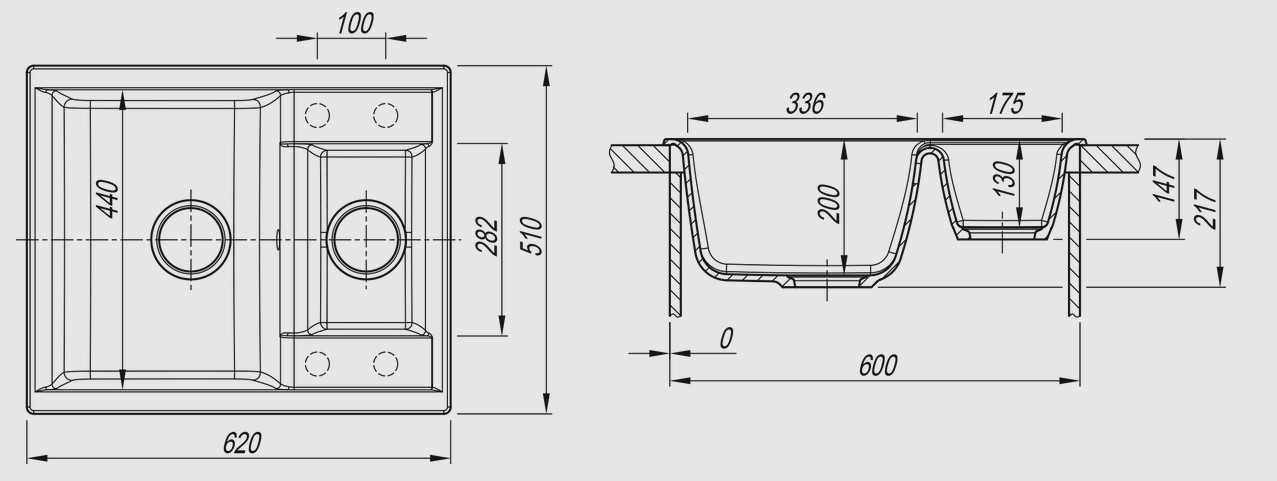 картинка Мойка для кухни Dr. Gans АСТРА-620К 