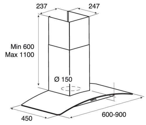 картинка Кухонная вытяжка Jetair TORY P 60 INX 