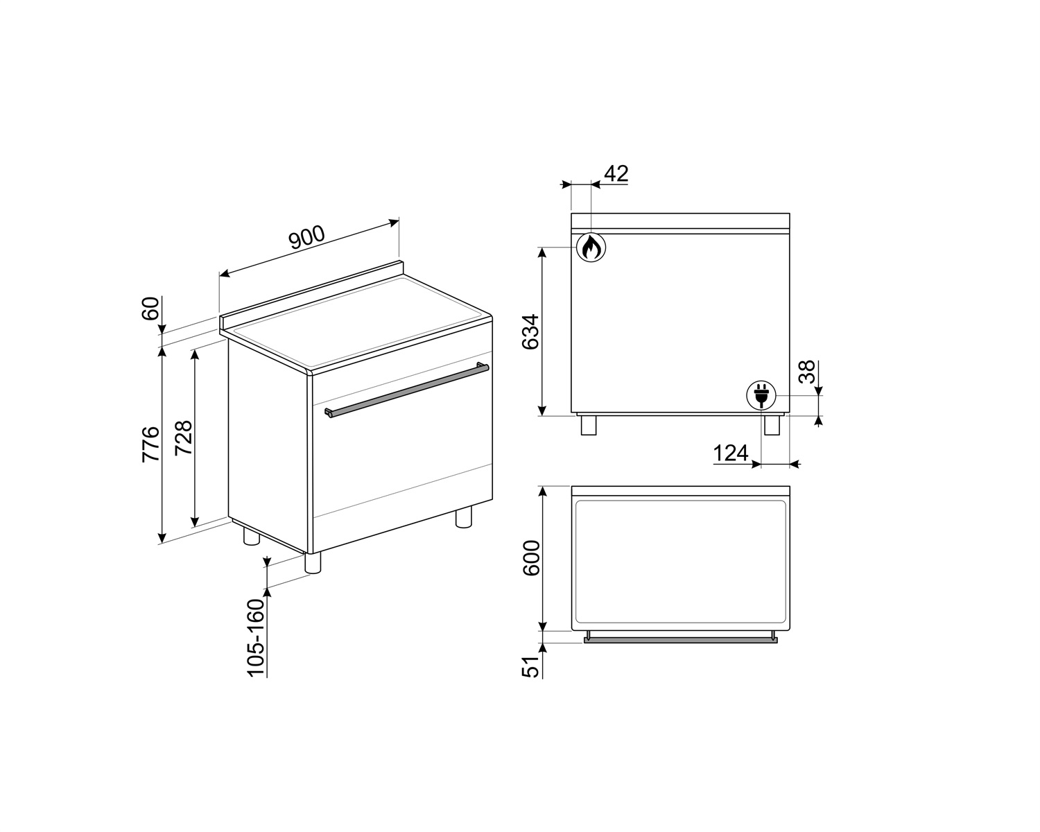 картинка Комбинированная кухонная плита Smeg SUK91MFX9 