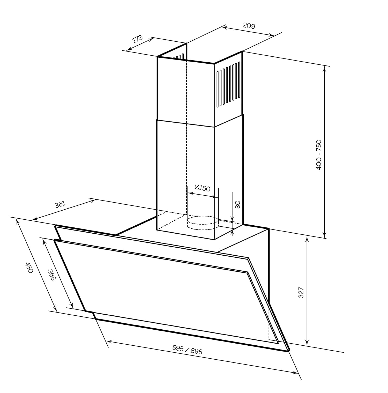 картинка Кухонная вытяжка Lex FURIA 600 IVORY 
