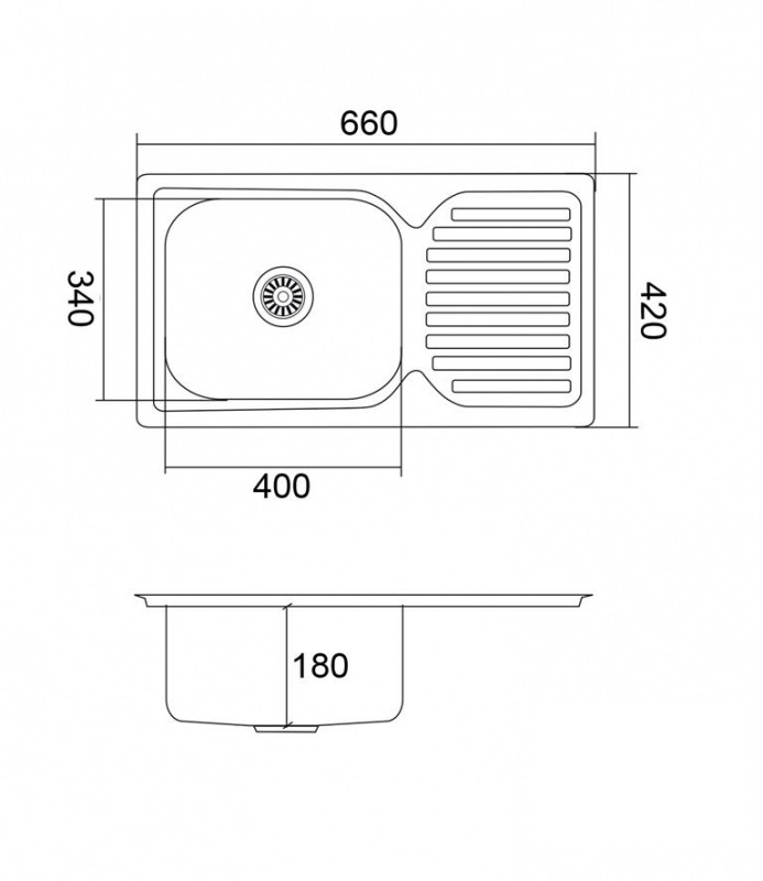 картинка Мойка для кухни Emar ЕМ-6642 0,8мм глянец 
