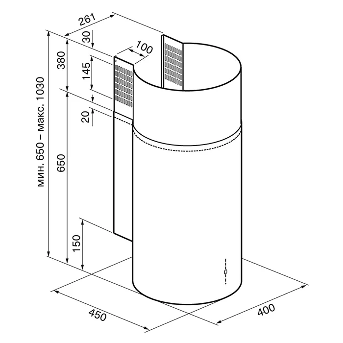 картинка Кухонная вытяжка Krona TETIS 400 INOX 4P 