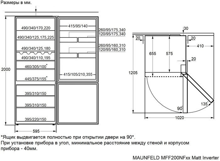 картинка Отдельностоящий холодильник Maunfeld MFF200NFW Matt Inverter 