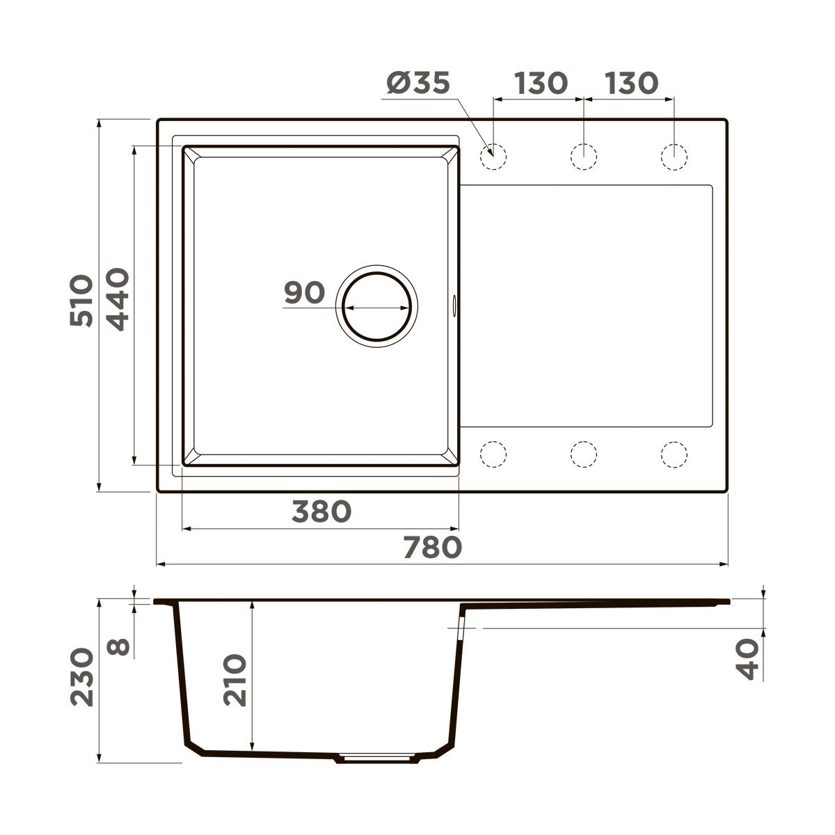 картинка Кухонная мойка  Omoikiri Daisen 78T 