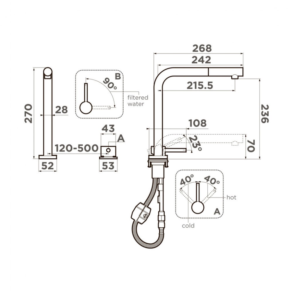 картинка Смеситель Omoikiri Nara 2 Plus-S-BN 