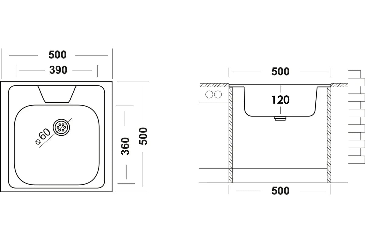 картинка Мойка для кухни Ukinox ECO500.500 