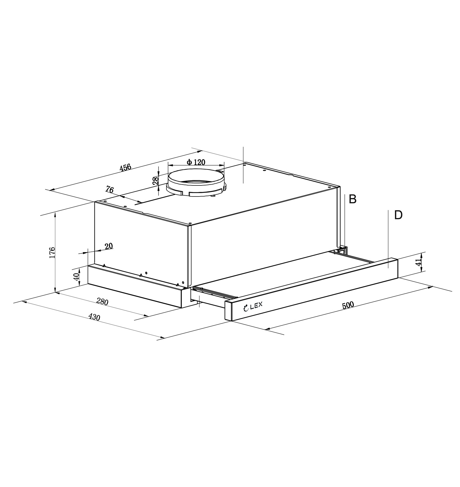 картинка Кухонная вытяжка Lex HIDE 500 BLACK 