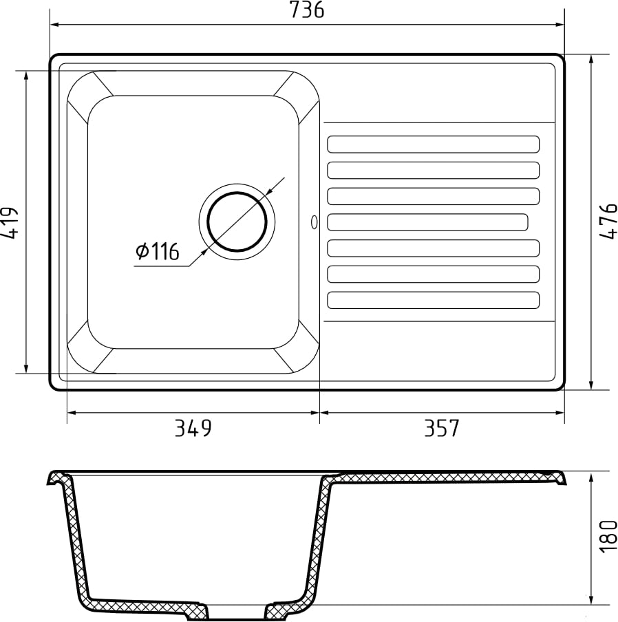 картинка Мойка для кухни Granfest-Quarz GF-Z78 