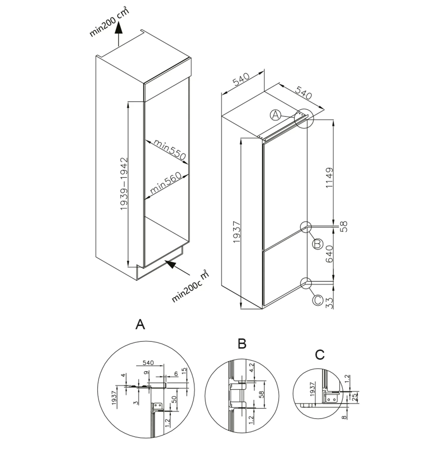 картинка Встраиваемый холодильник Lex LBI193.1D 