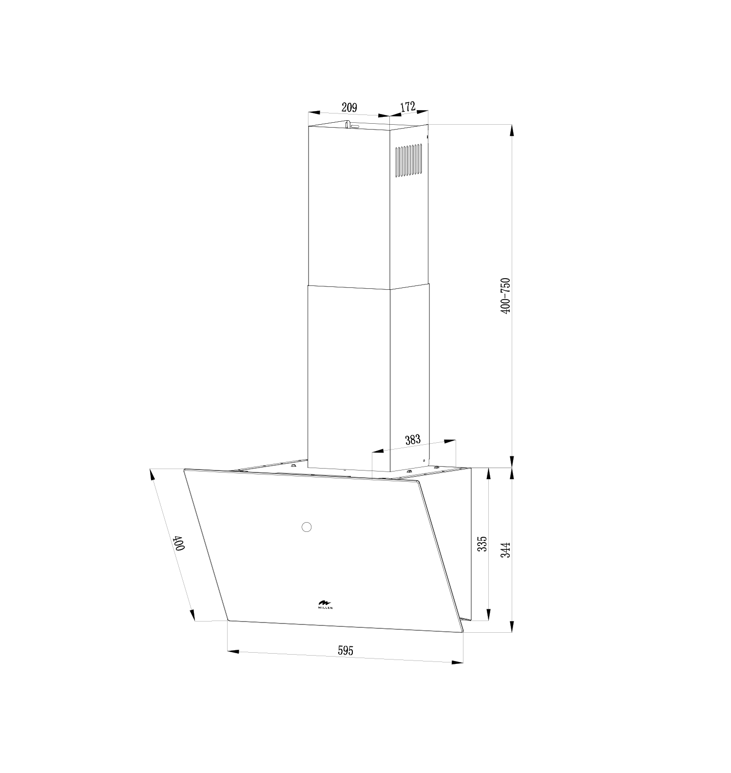 картинка Кухонная вытяжка Millen MKH 601 BL 