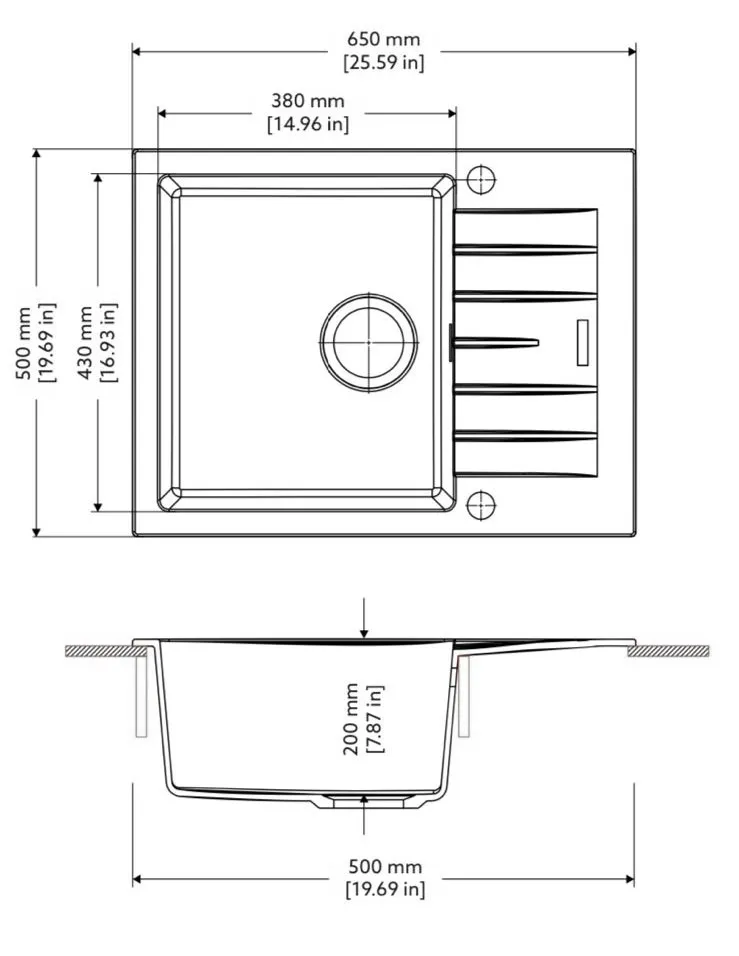 картинка Кухонная мойка Longran CLASSIC CLS650.500 