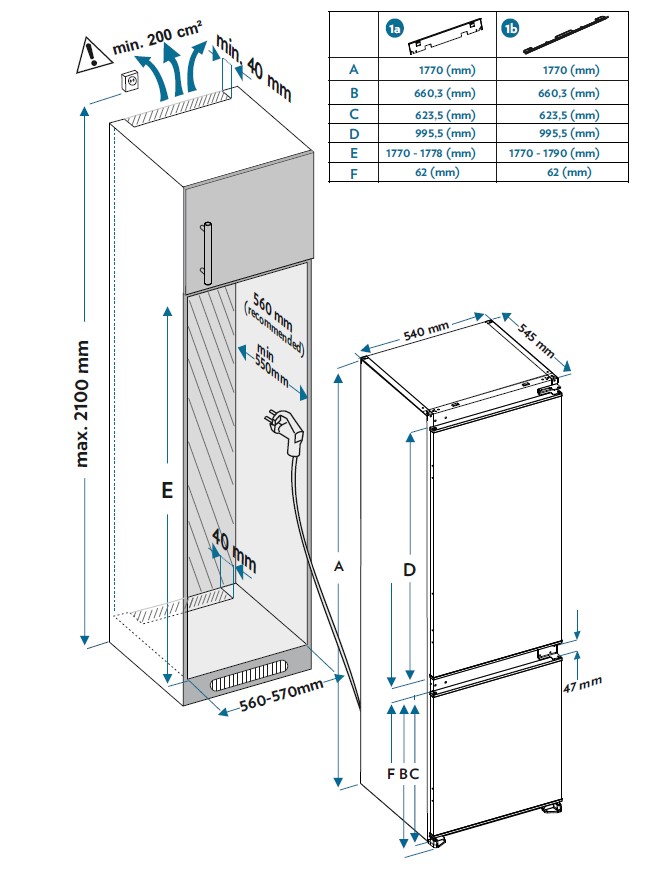 картинка Встраиваемый холодильник Jacky's JR BW177NF 