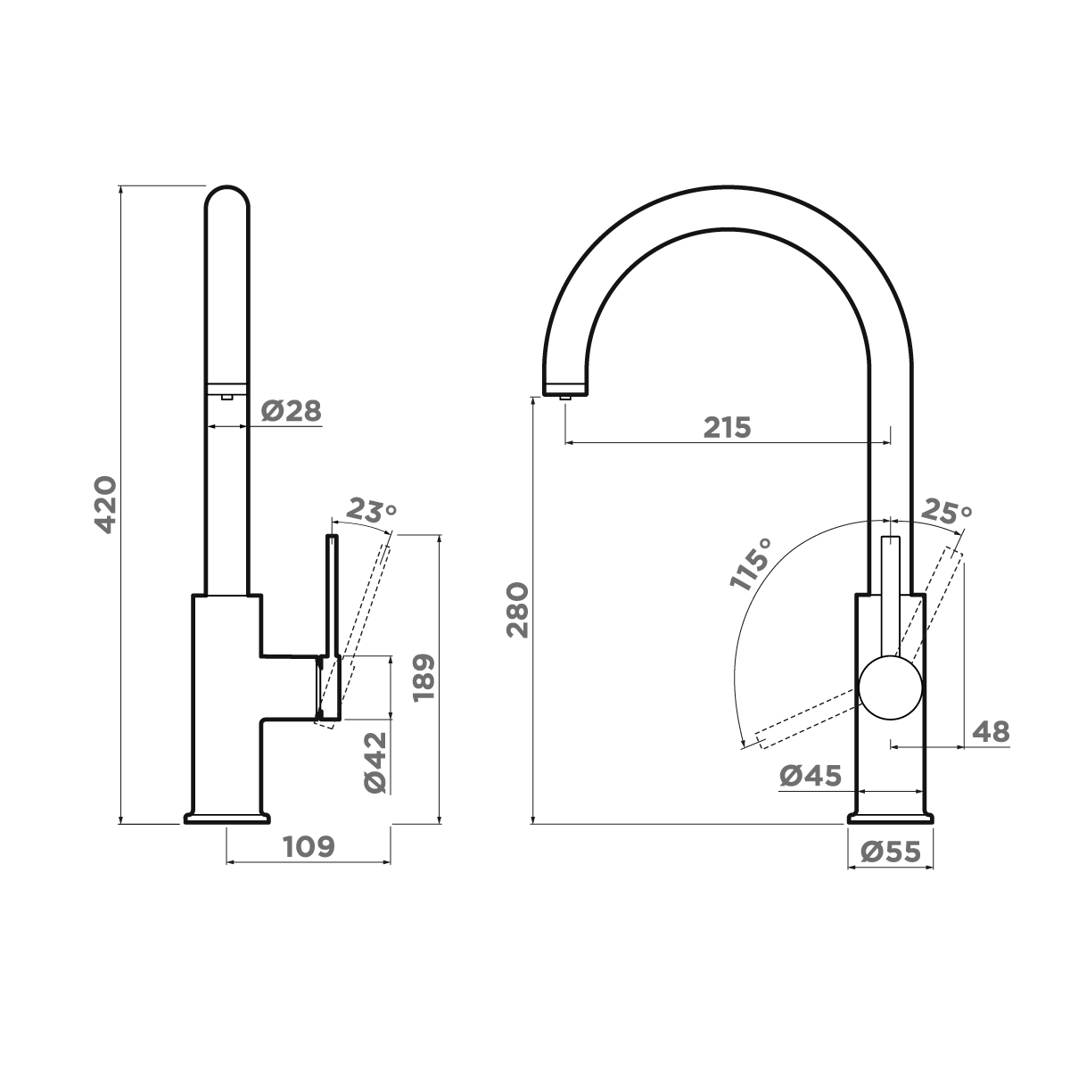 картинка Смеситель Omoikiri Okawa 2 Plus bn нержавеющая сталь 