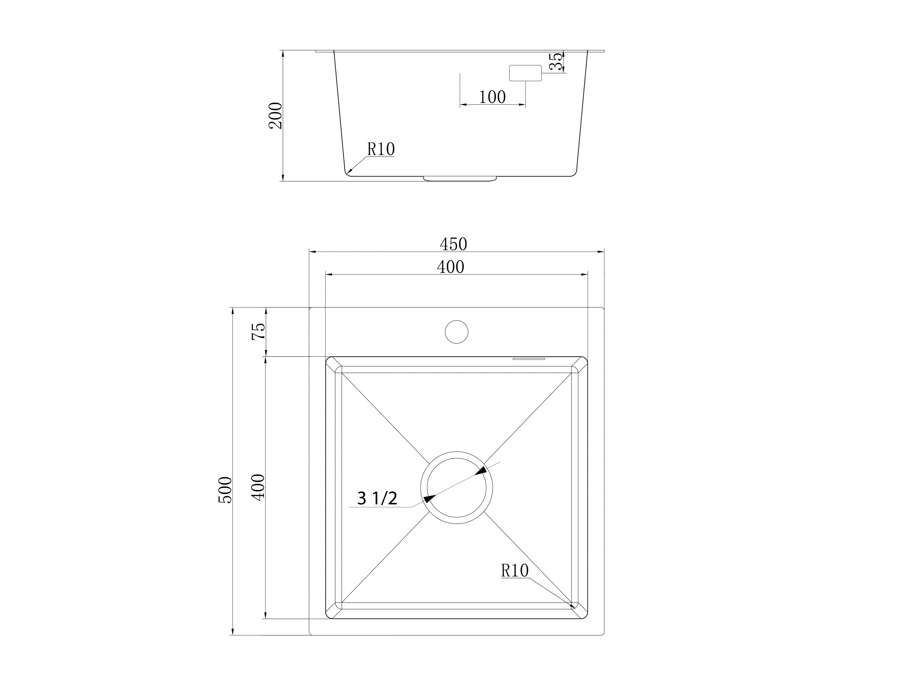 картинка Кухонная мойка Ukinox Практика PRB500.450 с выпуском 