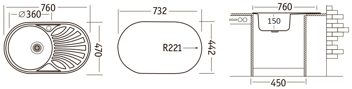 картинка Мойка для кухни Ukinox FAL760.470 -GT6K 1R 