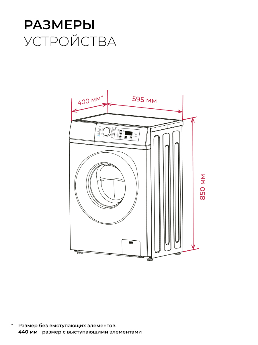 картинка Узкая стиральная машина с паром Lex LWM06010WIDSMALL 