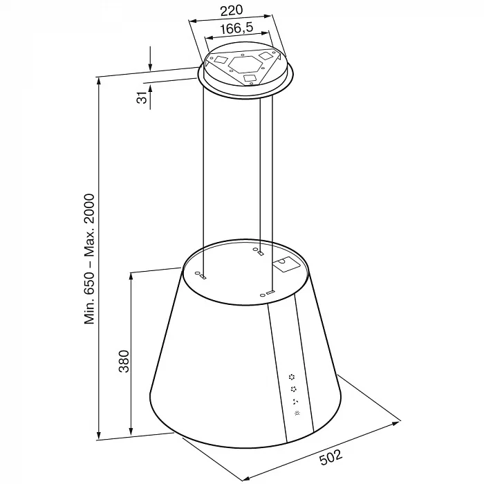 картинка Кухонная вытяжка Krona HOLLY ISOLA 500 BLACK S 