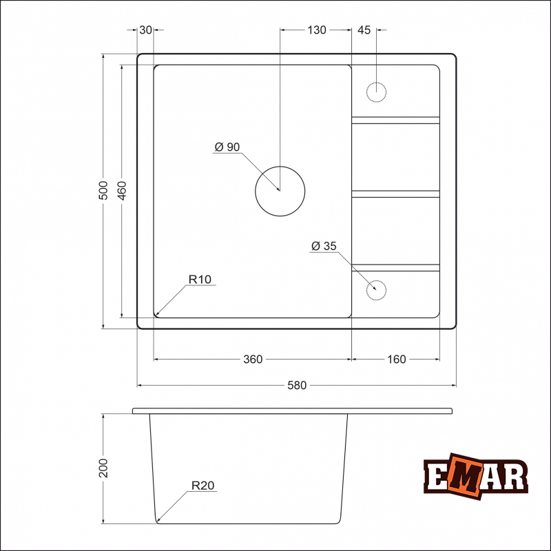 картинка Мойка для кухни Emar EMQ-1580.Q 