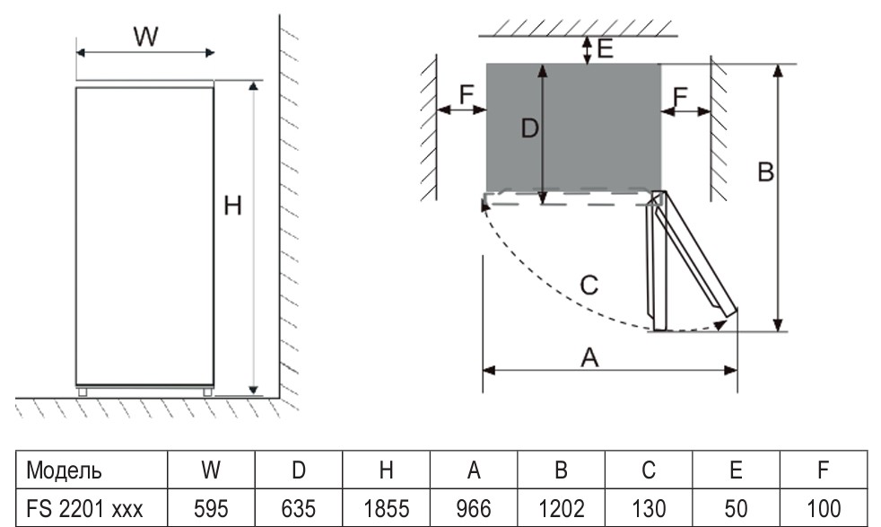 картинка Отдельностоящий холодильник Evelux FS 2201 DXN 
