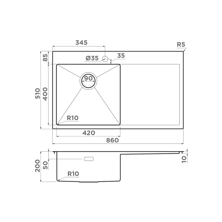 картинка Мойка для кухни Omoikiri AKISAME 86-IN-R 