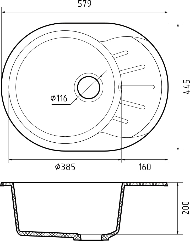 картинка Мойка для кухни Granfest GF-R580L 