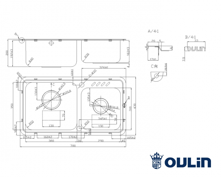 картинка Мойка для кухни Oulin OL-H9903 