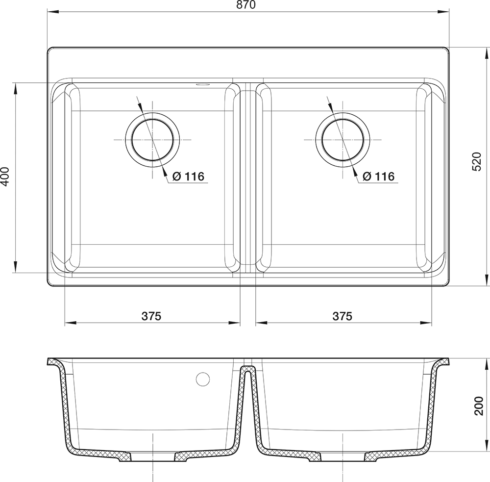 картинка Мойка для кухни Rivelato AXEL X-90-2D 