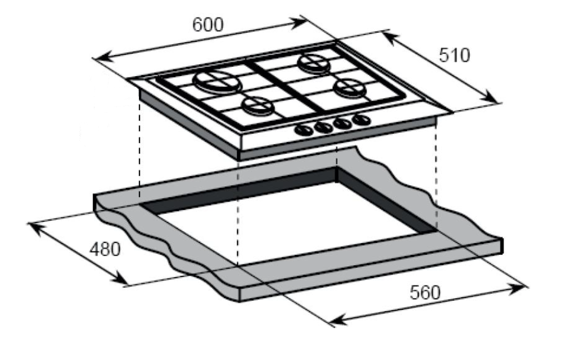 картинка Газовая варочная панель Weissgauff HGG 641 BGh Nano Glass 