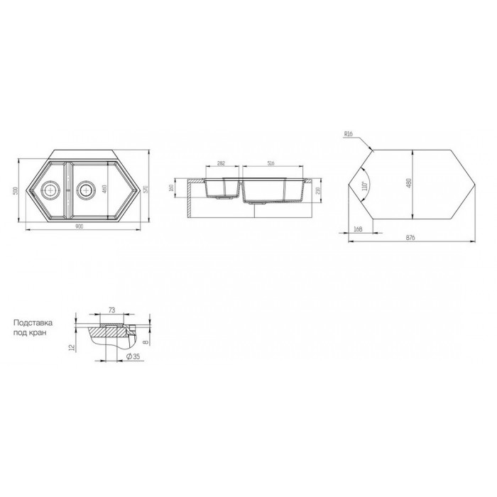 картинка |Discount| Мойка для кухни Kit Kraken CREEK черный 