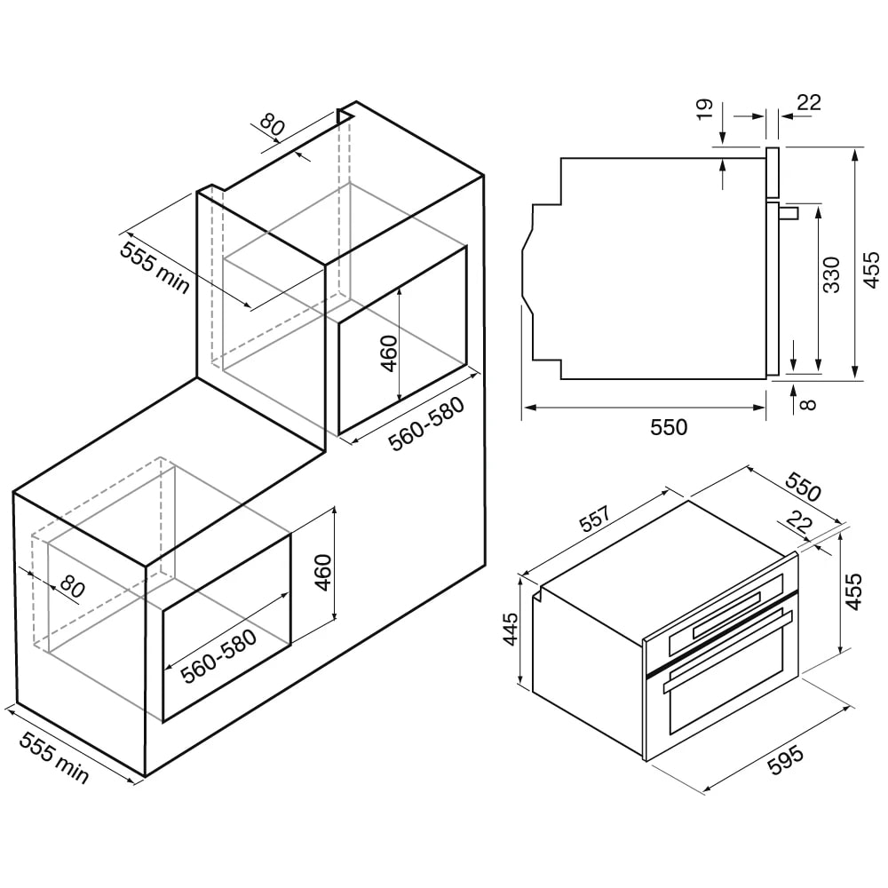 картинка Электрический духовой шкаф Krona PARABEL 45H BL/BL черный 
