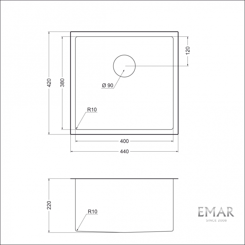 картинка Мойка для кухни Emar EMB-131 PVD Nano Coppery 