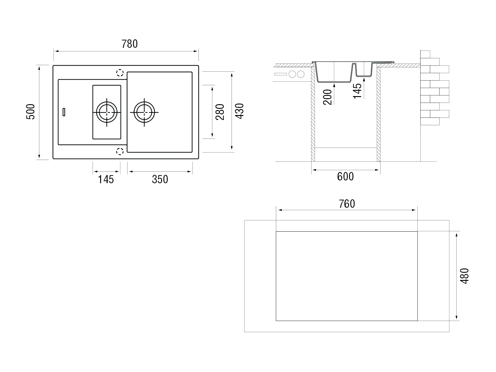 картинка Мойка Longran Amanda AMG780.500 15 