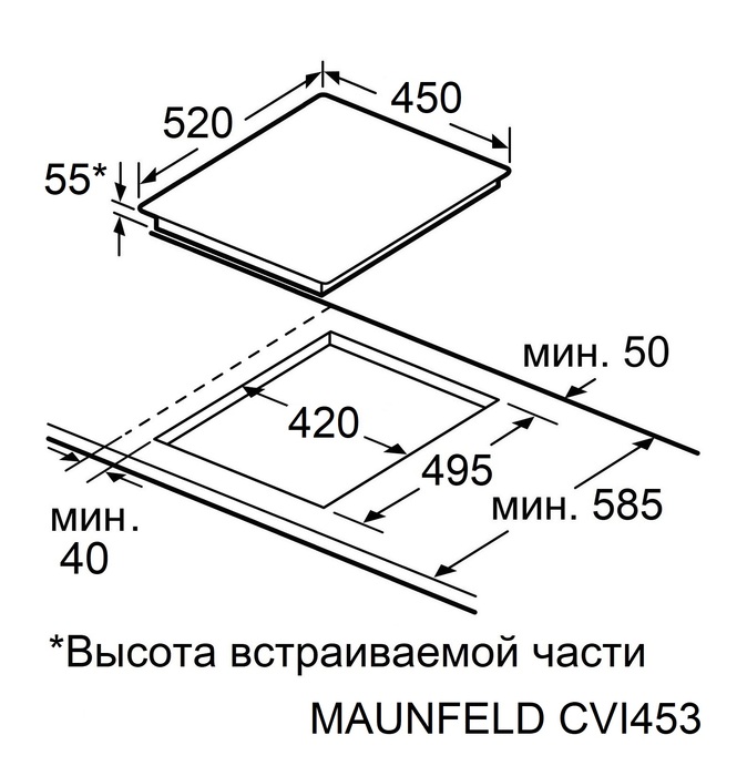 картинка Индукционная варочная панель Maunfeld CVI453STBKC 
