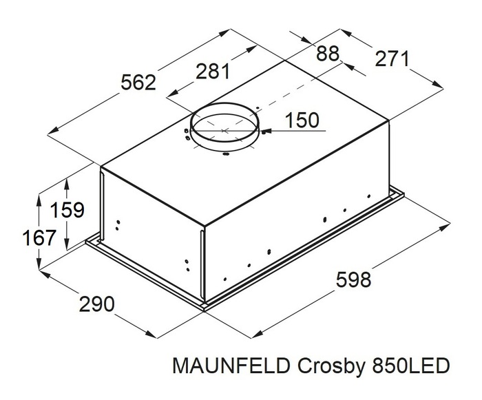 картинка Кухонная вытяжка Maunfeld CROSBY 850LED нержавеющая сталь 