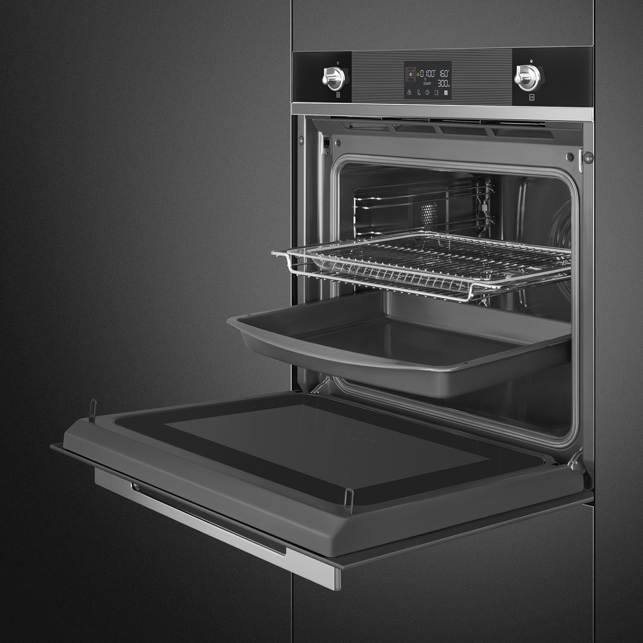 картинка Электрический духовой шкаф с СВЧ Smeg SO6102M2N 