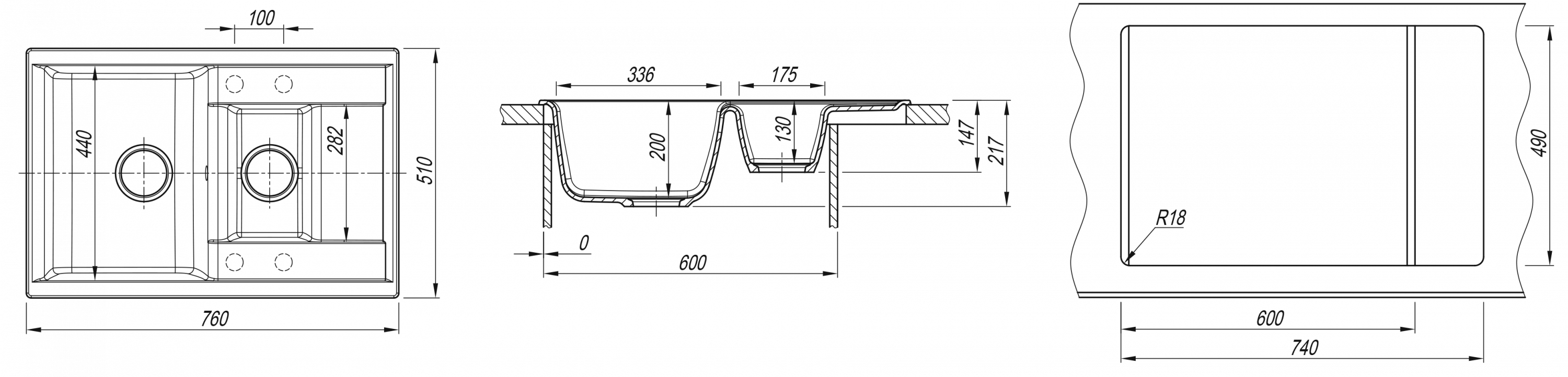 картинка Мойка для кухни Dr. Gans АСТРА-760К 