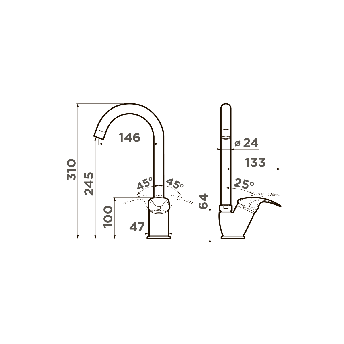 картинка Смеситель Omoikiri UMI-BN нержавеющая сталь 