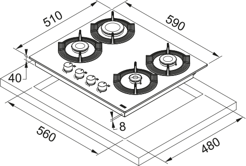 картинка Газовая варочная панель Franke FHMF 604 4GC BK 