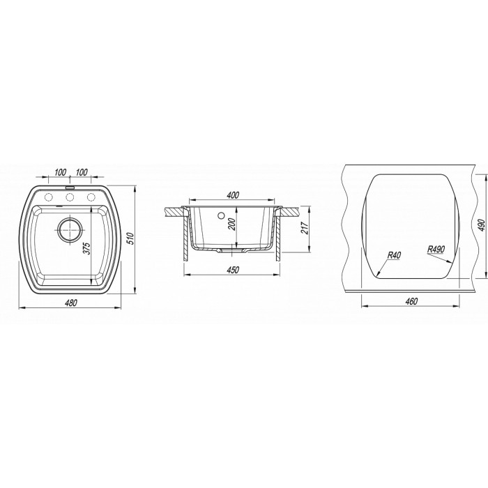 картинка Мойка для кухни Florentina Нире-480 