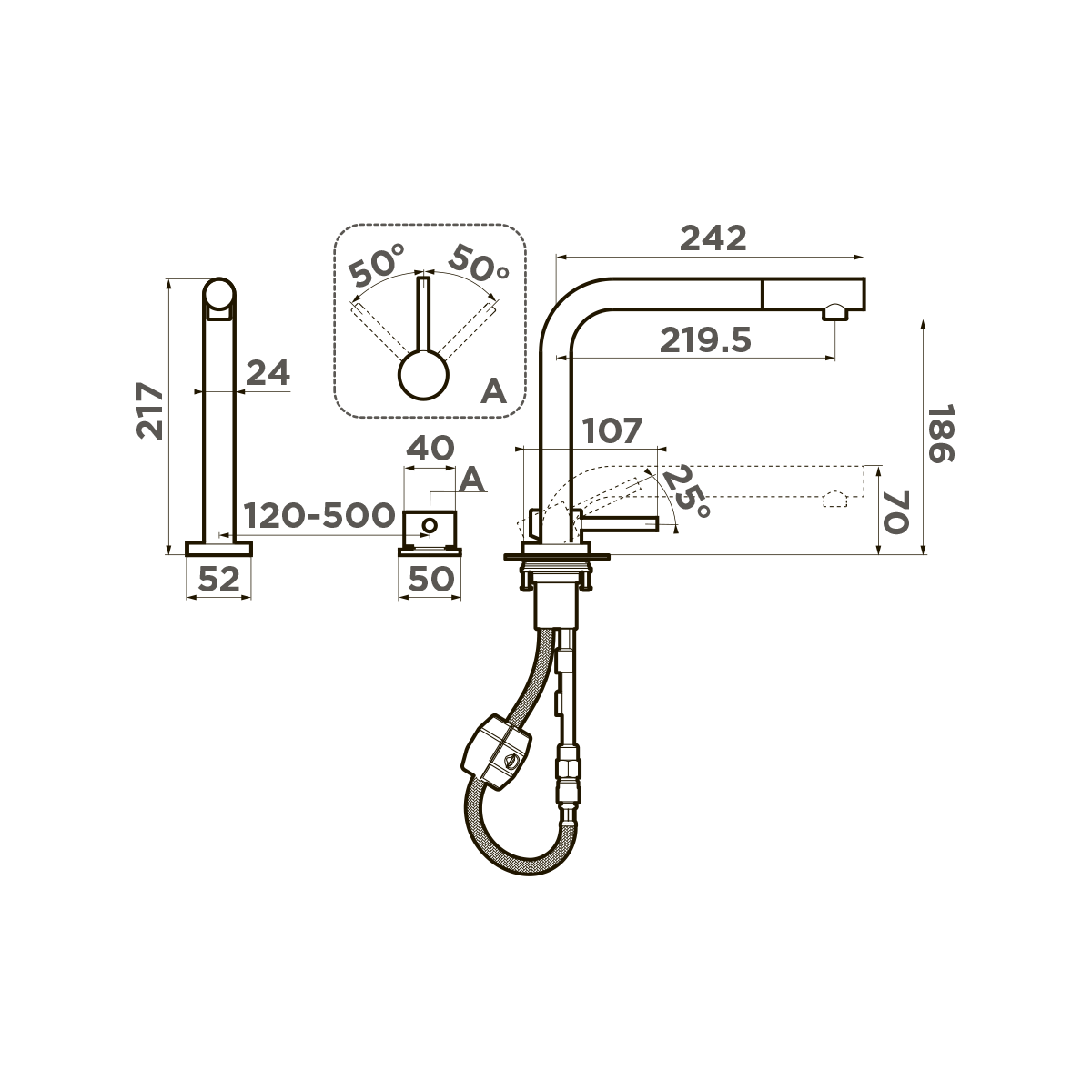 картинка Смеситель Omoikiri Nara-S-GB 