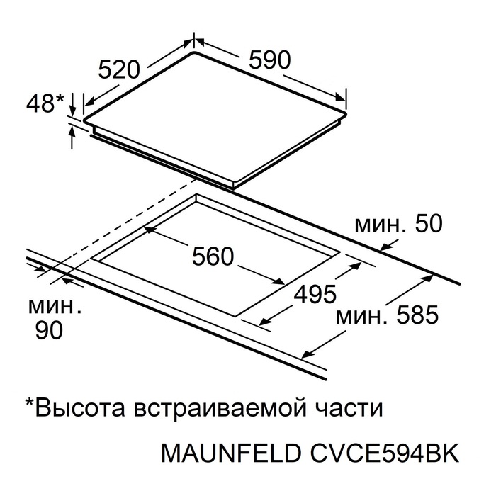 картинка Электрическая варочная панель Maunfeld CVCE594BK 