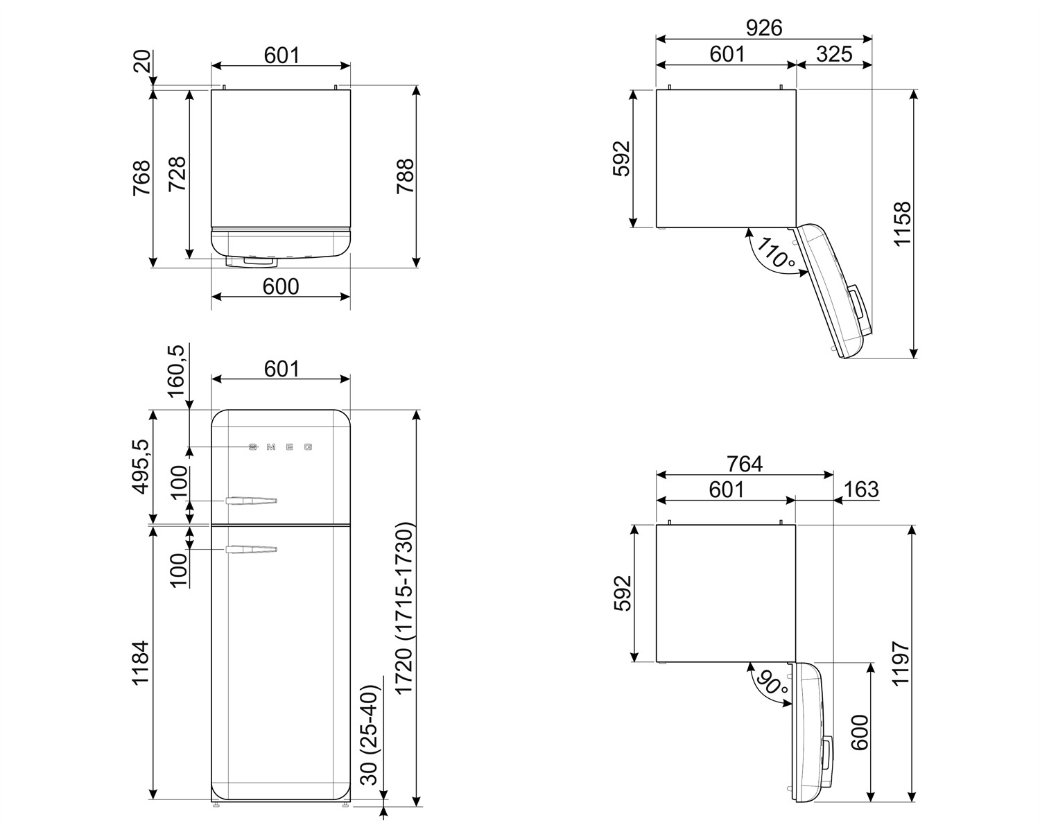 картинка Отдельностоящий холодильник Smeg FAB30RBE5 