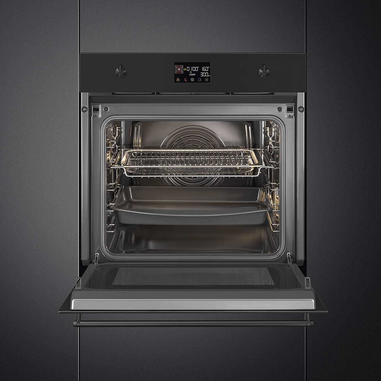 картинка Электрический духовой шкаф с функцией СВЧ Smeg SO6302M2N 