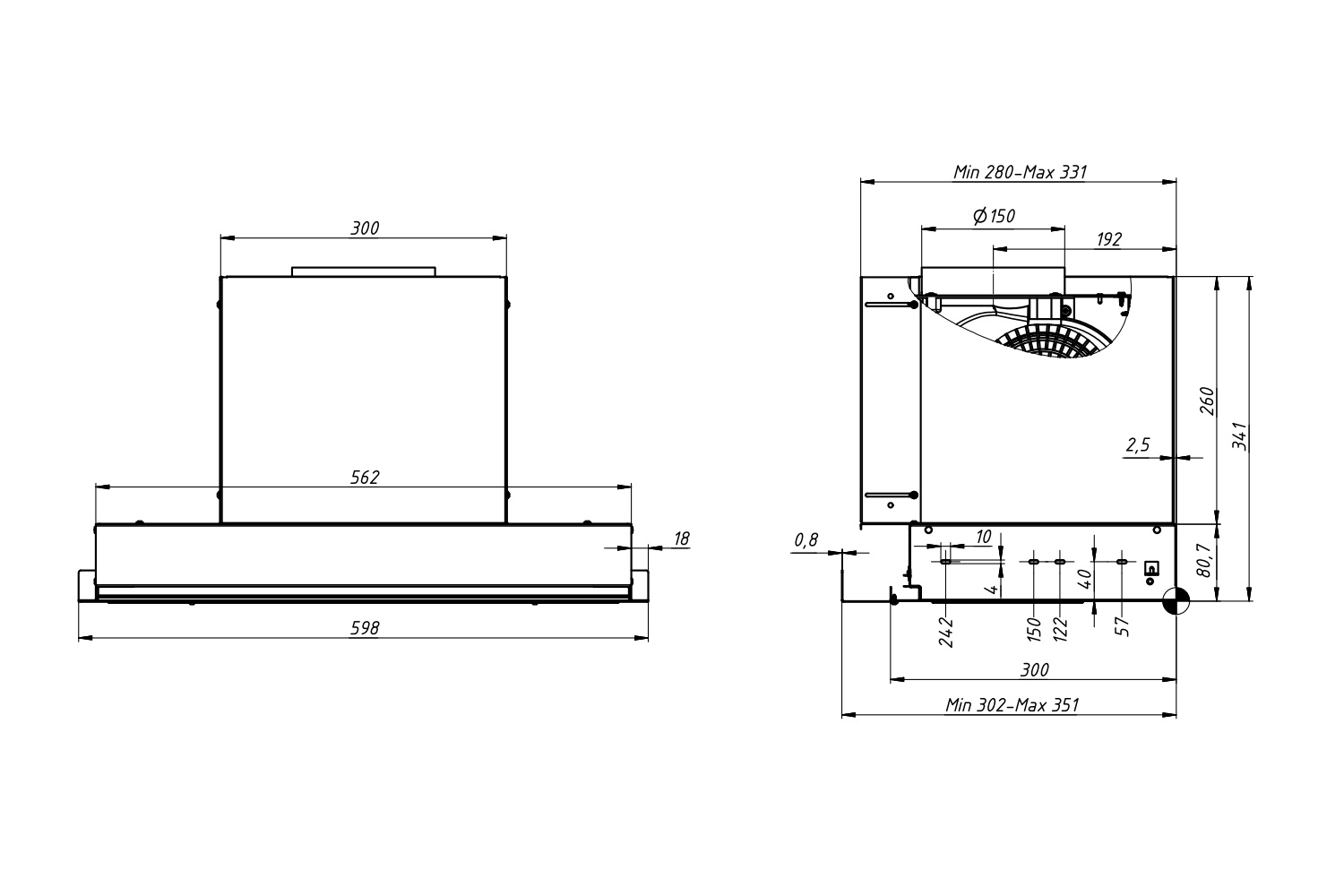 картинка Кухонная вытяжка полновстраиваемая Franke EVO 60 BK 