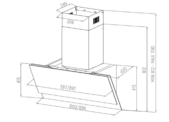 картинка Кухонная вытяжка наклонная Midea MH60AN995GB черная 
