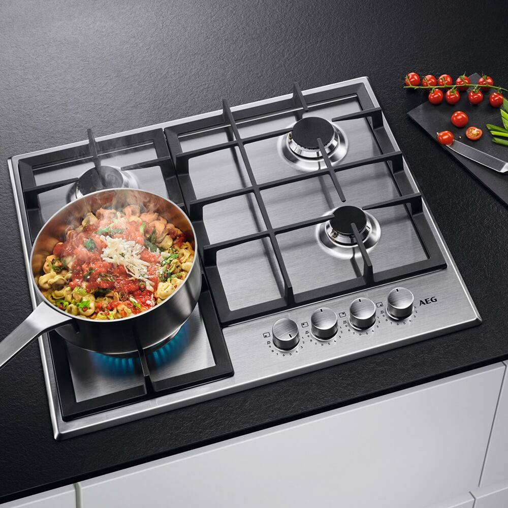 картинка Газовая варочная панель Aeg HGB64420SM нержавеющая сталь  