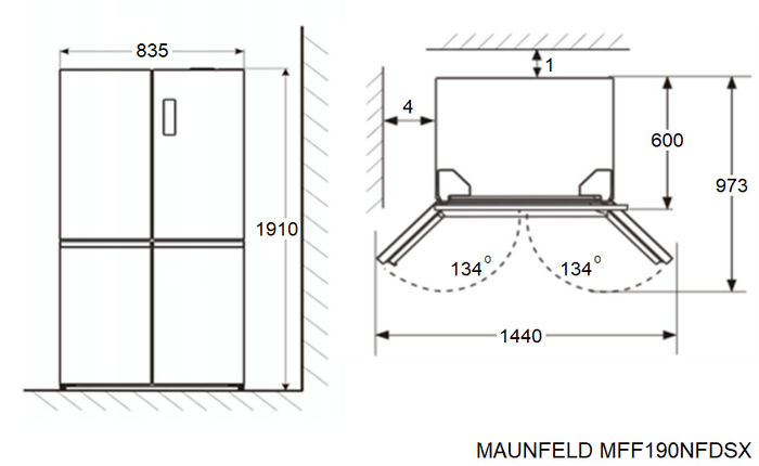картинка Полувстраиваемый холодильник Maunfeld MFF190NFDSX 