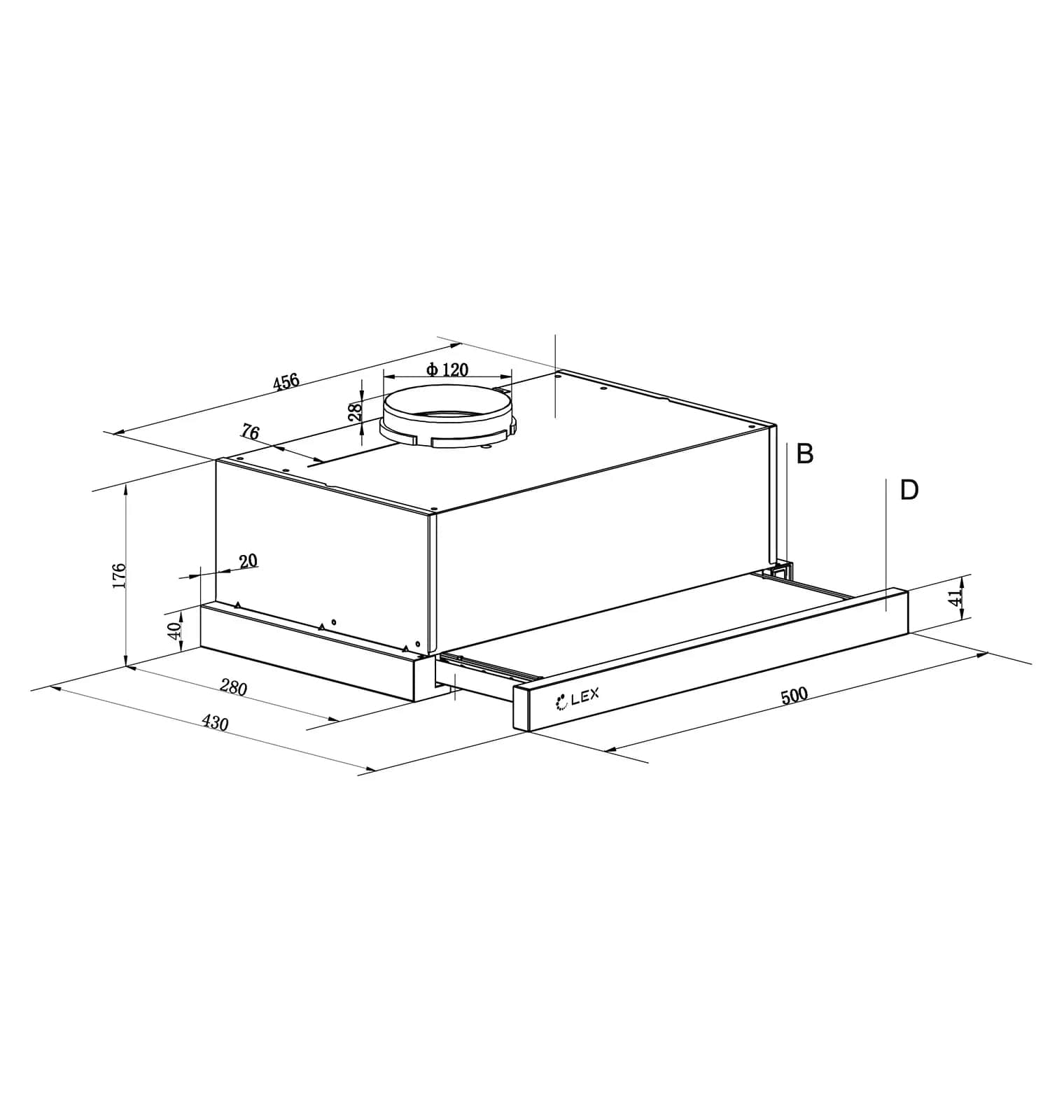 картинка Кухонная вытяжка Lex HOGAN 500 INOX 