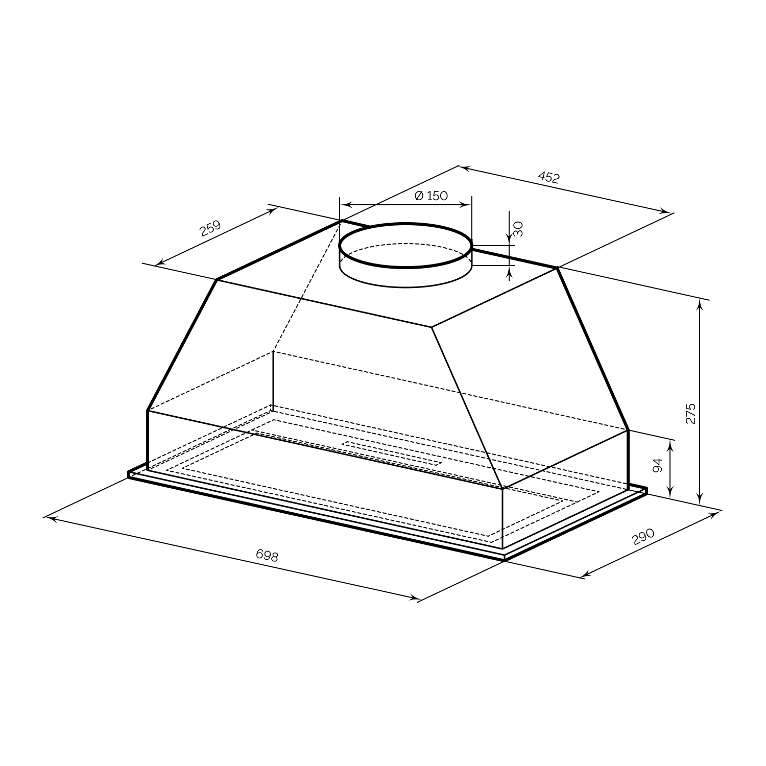 картинка Кухонная вытяжка Lex HYPER 900 GS BL черная 