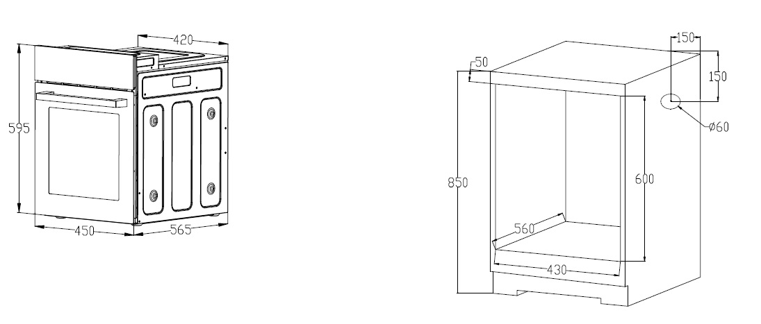 картинка Электрический духовой шкаф Monsher MOE 4563 NOIR 